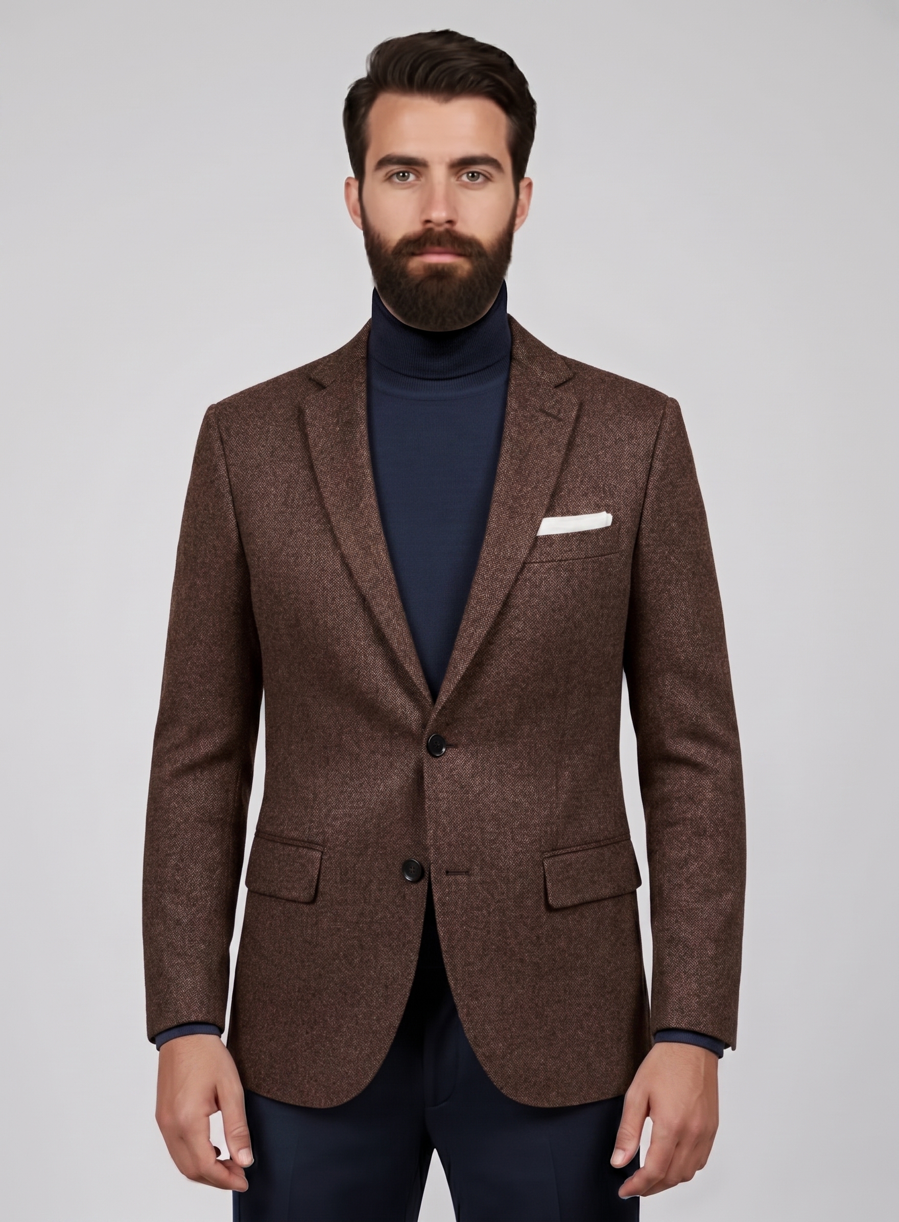 Modelo vistiendo saco de cashmere Bordeaux